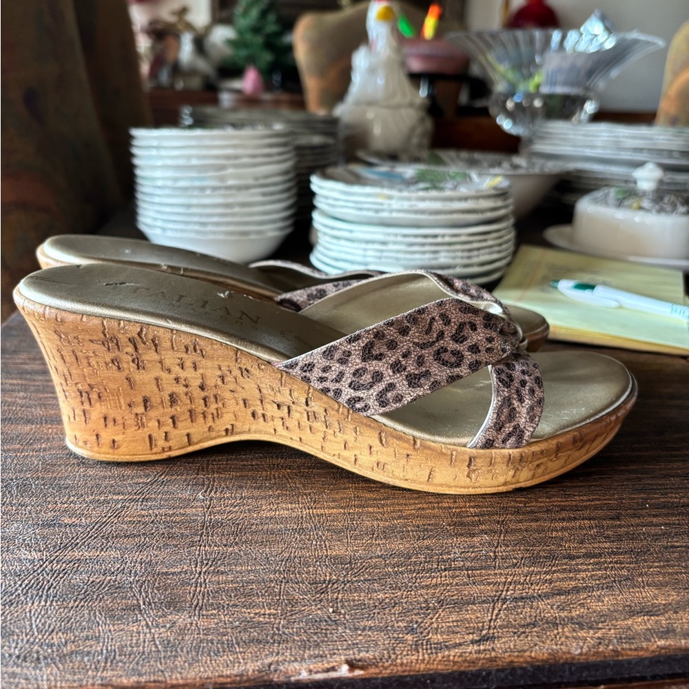 Italian Shoemakers Leopard Print Wedges